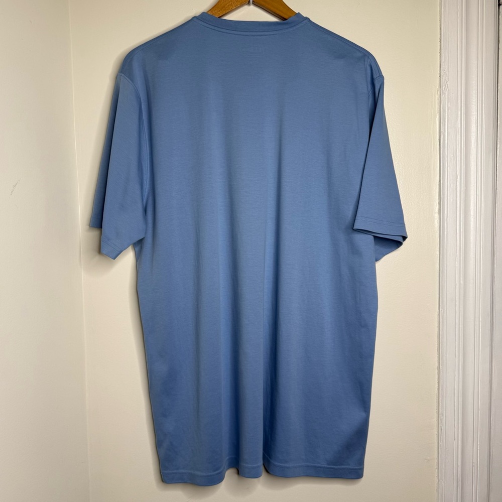 LL Bean Pima Cotton Blue Henley Shirt Men’s Sz XL Tall Soft Casual Short Sleeves - Picture 4 of 8